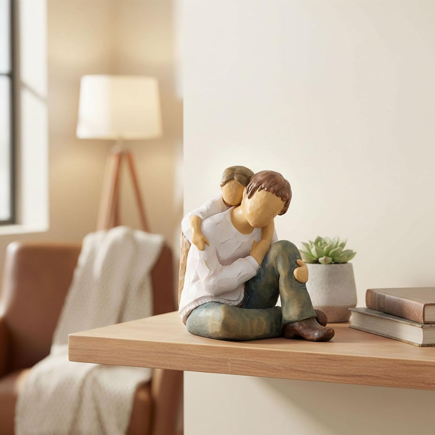 NAN ZAI NAN FANG Father Daughter Figurine - Personalized Resin Sculpture for Dad | 4.7" Hand-Painted Home Decor