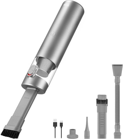 Brigii Mini Handheld Vacuum - Cordless 3-in-1 Car Vacuum, Air Duster & Hand Pump | Portable Rechargeable Cleaner with 3 Nozzles