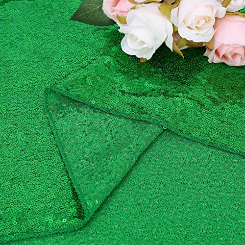 Green Sequin Tablecloth 50x50in Overlay Table Linen for Christmas Party