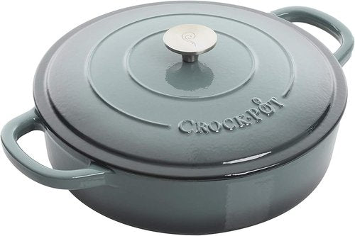 Crock-Pot Artisan Enameled Cast Iron Braiser with Lid - 5 Quart, Slate Gray Finish