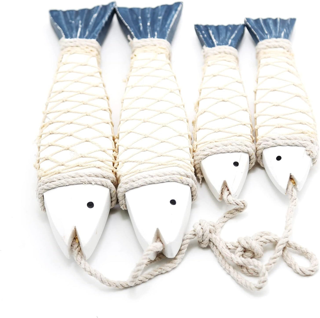 Saihisday Antique Wood Fish Wall Hanging Decor - Hand-Carved Nautical Ornaments | 12.59" H & 7.8" H Sizes