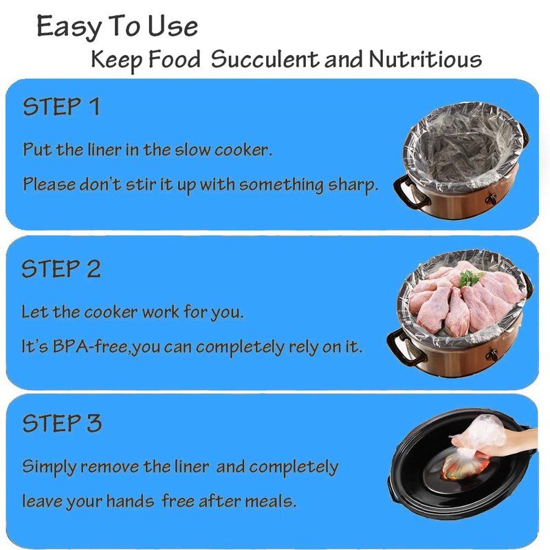 Slow Cooker Liners Small Size Pot Liners Disposable Cooking Bags Fit 1QT to 3QT Suitable for Slow Cooker and Oval & Round Pot (32)