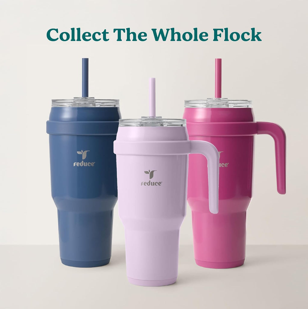REDUCE Cold1 40 oz Tumbler - Vacuum Insulated Stainless Steel Mug with Handle & Straw | Gloss Cotton Finish