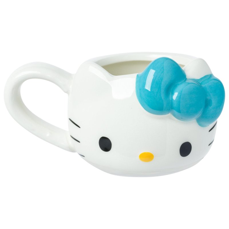 Silver Buffalo Sanrio Hello Kitty Different Color Bows 4 Pack 3D Sculpted Ceramic Mini Mug Set, Perfect as a Sugar, Cream, or Milk Set