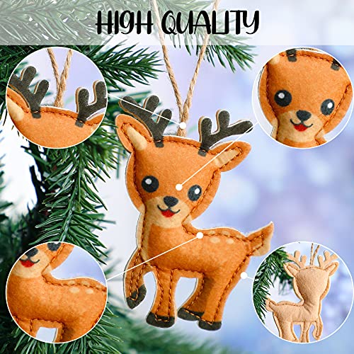 Woodland Animal Christmas Ornaments Set - Felt Forest Decor, 8 Pcs