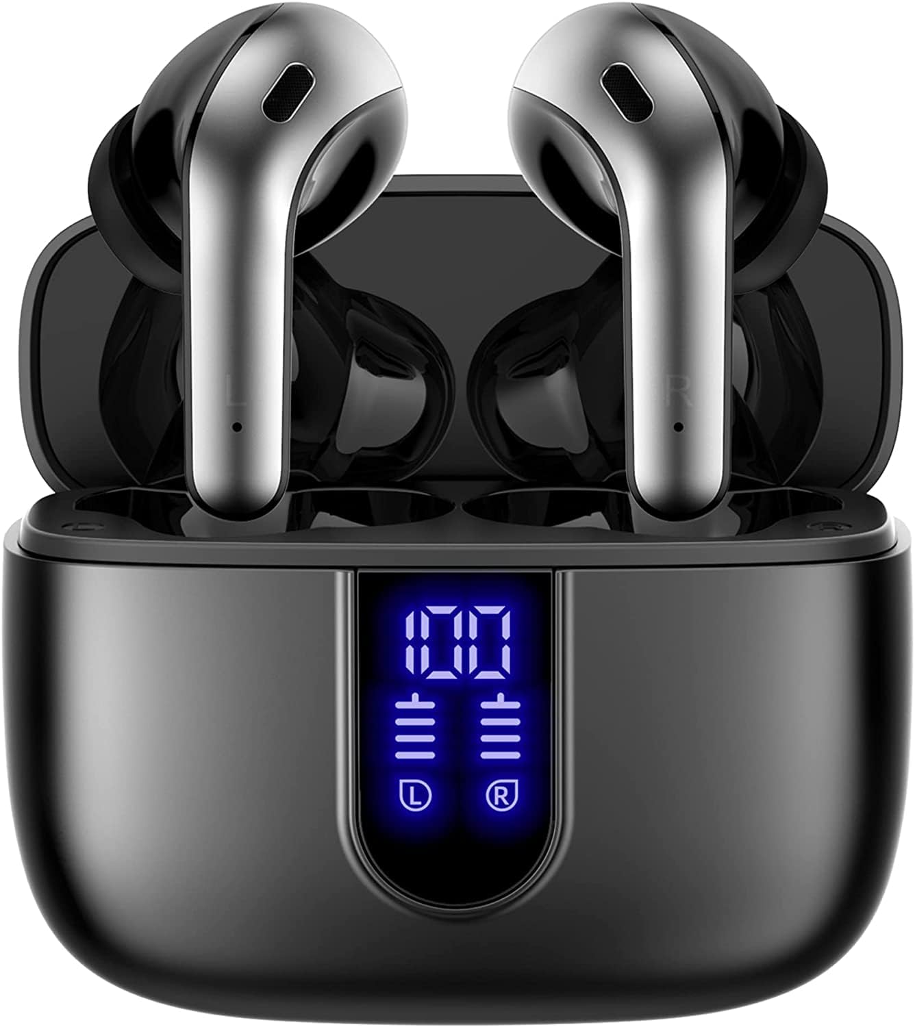 TAGRY Bluetooth Headphones - True Wireless Earbuds with 60H Playback & LED Power Display | IPX5 Waterproof, Charging Case Included