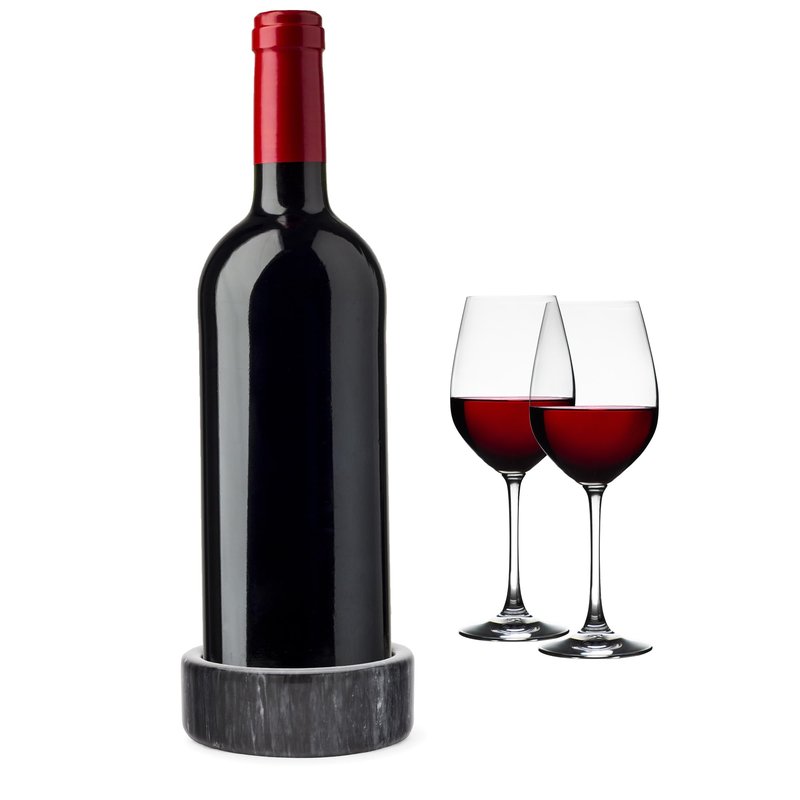 Fox Run Black Marble Wine Bottle and Glass Stand, 5 x 5 x 2 inch Wine Bottle Coaster