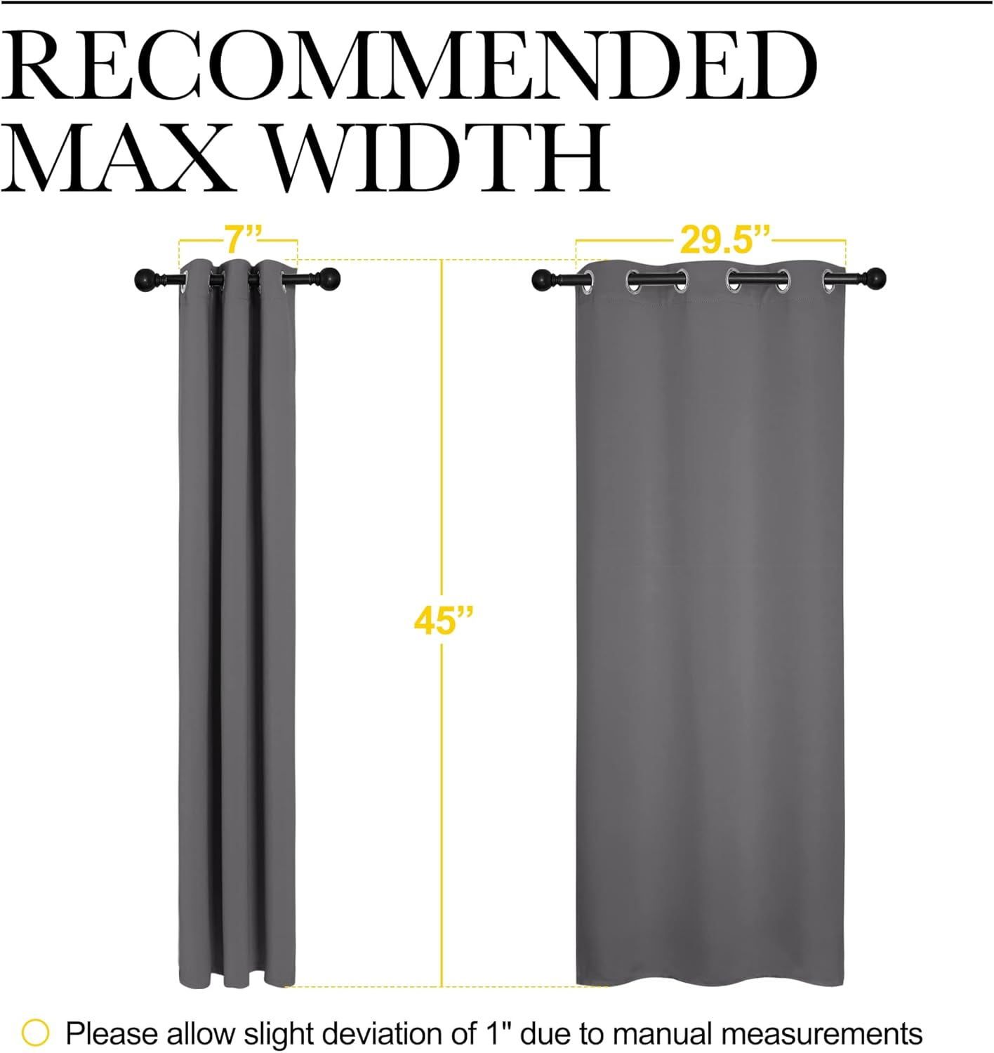 NICETOWN Grey Blackout Curtain Panels - Thermal Insulated Grommet Drapes for Bedroom | 2 Panels, W34 x L45-inch