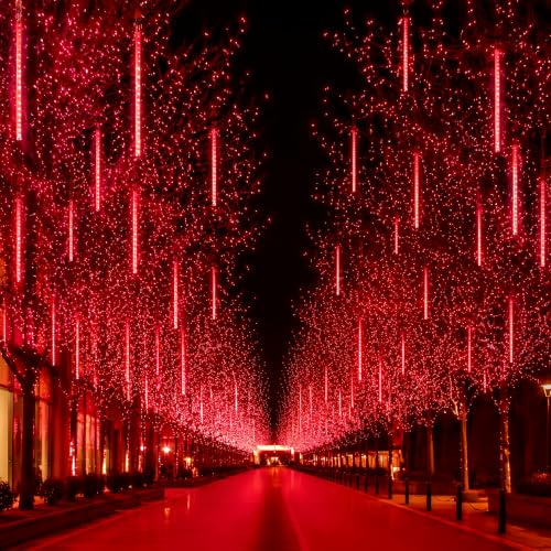 Aukora Halloween Red Meteor Shower Lights 24-Tube 46.4ft UL-Certified