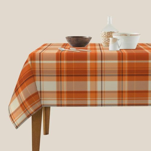 BETGINY Fall Tablecloth 60x60 Inch Square Autumn Thanksgiving Plaid Table Cloth Wrinkle Resistant Rustic Tablecloth for Holiday Kitchen Dining Room Party Indoor Outdoor