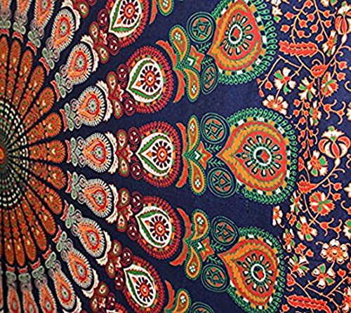 Blue & Orange Mandala Wall Tapestry - Bedroom Decor Poster (30x40 In)
