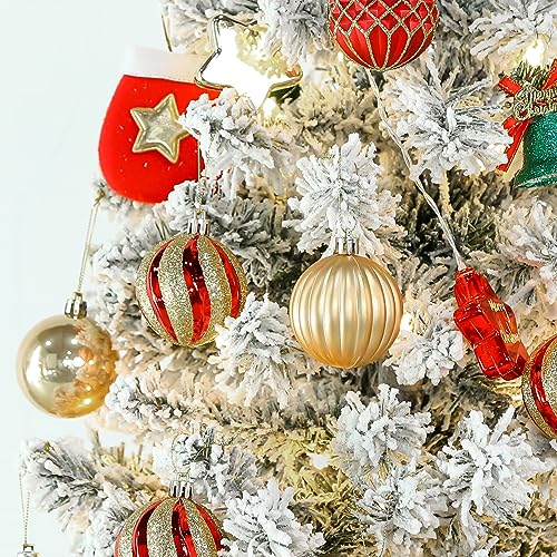 30-Piece Shatterproof Christmas Tree Ornament Set, 2.36-Inch Red and Gold