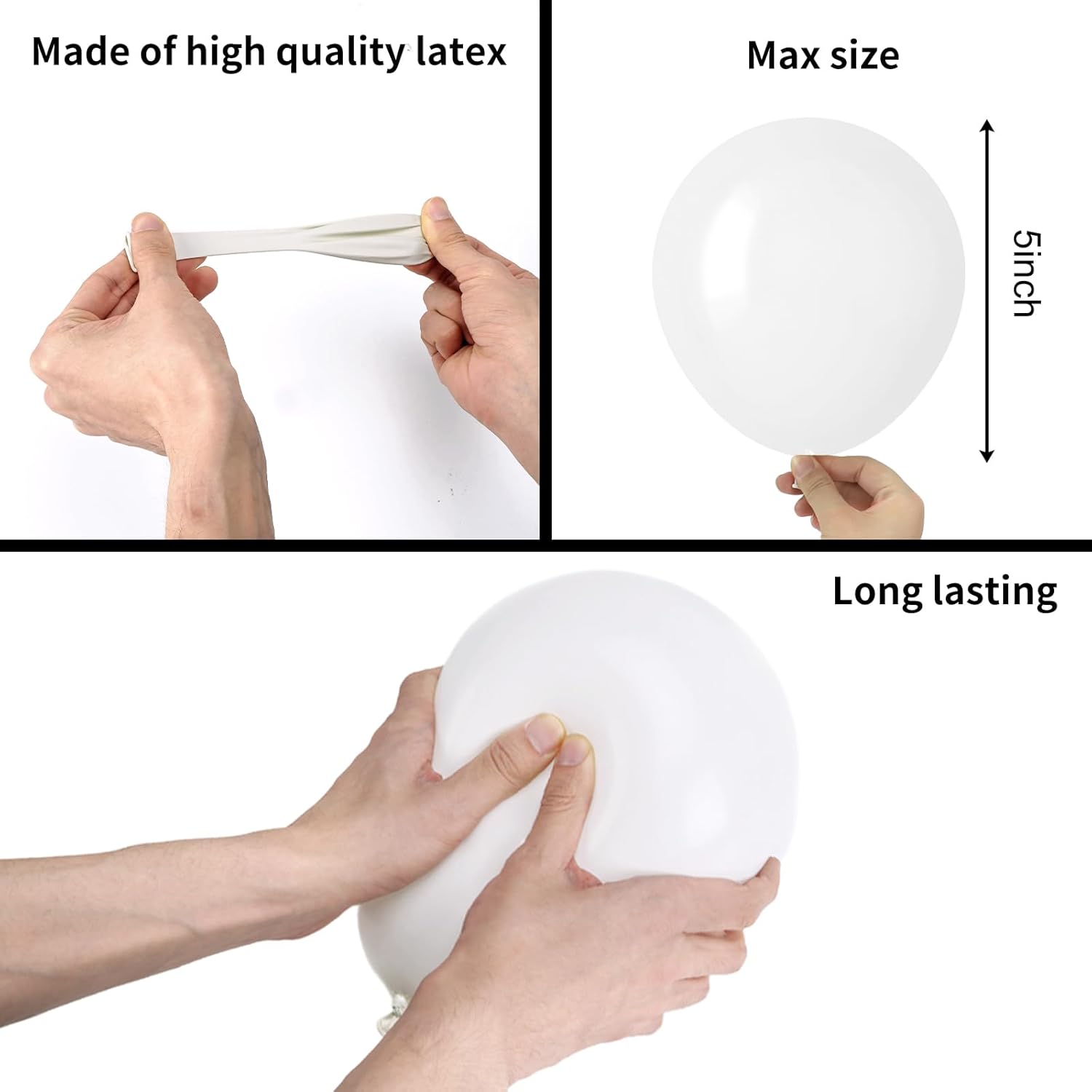 RUBFAC White Balloons - 5 Inch Latex Party Balloons | 120pcs for Graduation, Weddings & Anniversaries