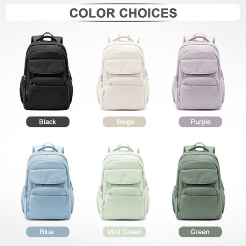 Lendolk Cute Black School Backpack for Teens Girls Boys Waterproof School Bag Basic Backpack for College Students Multi Pocket Backpack Lightweight Casual Daypack Backpacks for Women Men
