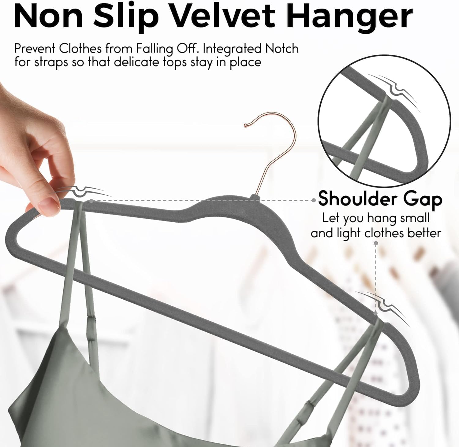 Techzoo Premium Velvet Hangers - 50 Pack Ultra Thin Non-Slip Adult Suit Hangers | Space-Saving Gray Design
