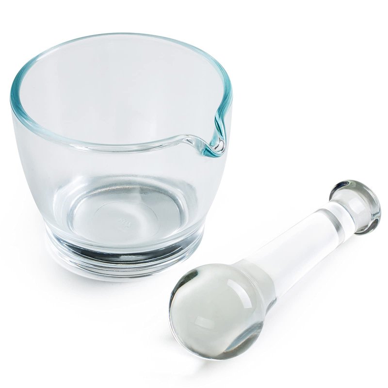 Ultrassist 8oz Glass Mortar and Pestle Bowl, Medicine Grinder and Mixer for Pharmacy or Science Lab