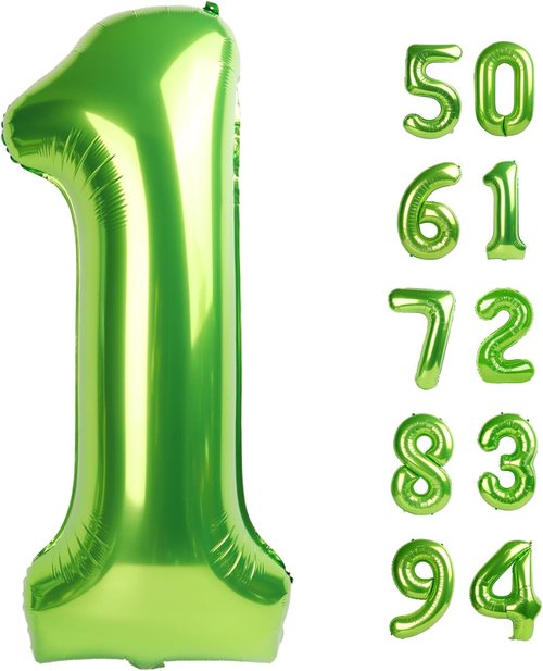 40-Inch Light Green Number 1 Balloon - Perfect First Birthday Decoration for Girls