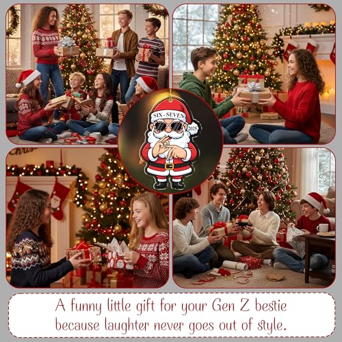 67 Christmas Ornament - Gen Z/Gen Alpha Meme Santa Acrylic Ornament (NANA562556) 4.5in - Funny White Elephant Gift