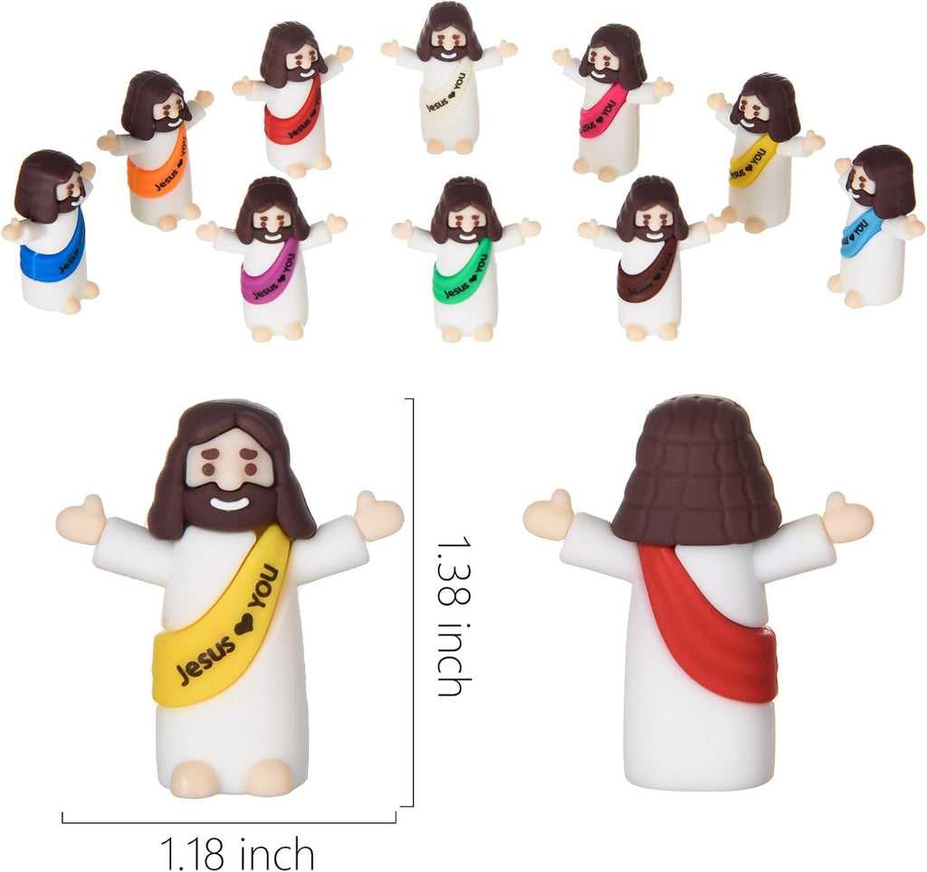 Skiennix Mini Jesus Figures - 50 Pcs Tiny Christ Figurines for Easter Egg Stuffers | Multicolor