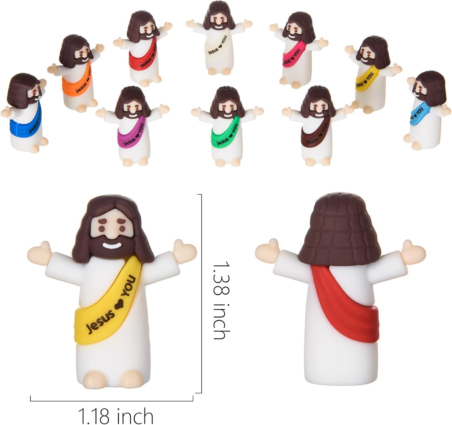 Skiennix Mini Jesus Figures - 50 Pcs Tiny Christ Figurines for Easter Egg Stuffers | Multicolor