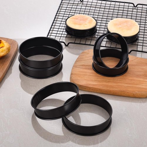KUAYB 12Packs Crumpet Rings Nonstick 4 Inch English Muffin Ring Stainless Steel Double Rolled Tart Rings Metal Pastry Cooking Baking Ring Molds