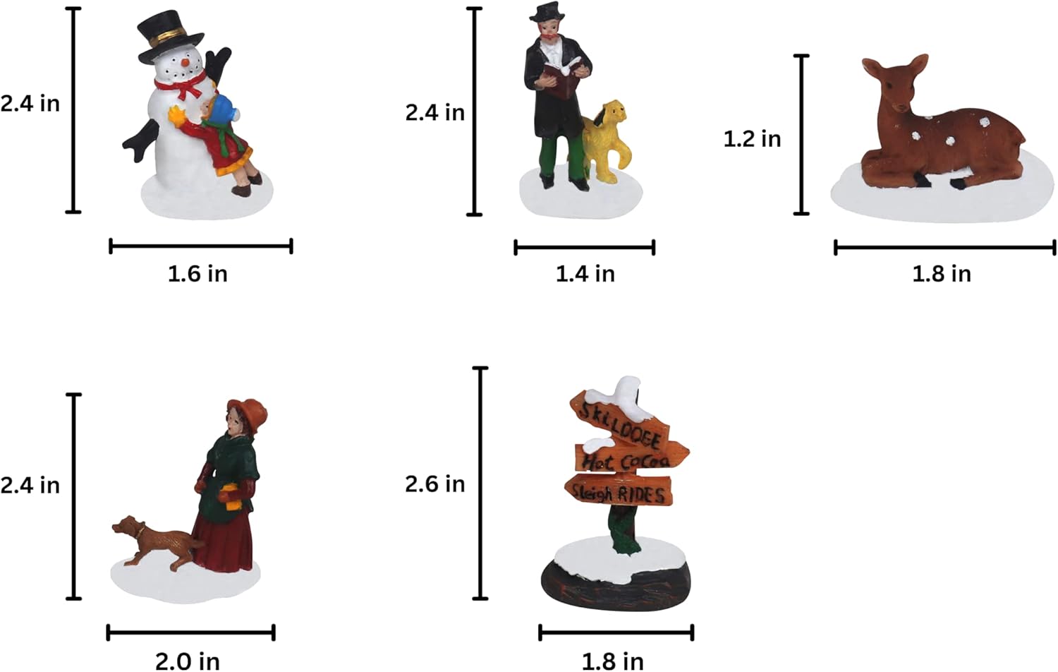 Skiennix Christmas Village Figurines Set - 5-Piece Holiday Decor for Indoor Displays & Gift Giving