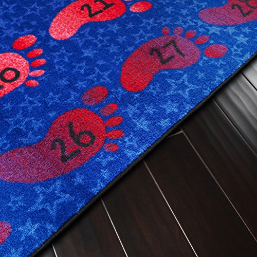 Flagship Carpets Counting Feet Rainbow Numbers Educational Rug for Classroom Carpet or At Home Educational Learning Area, Playroom, Kid's Bedroom Mat, 3' x 5', Blue/Multi-Color