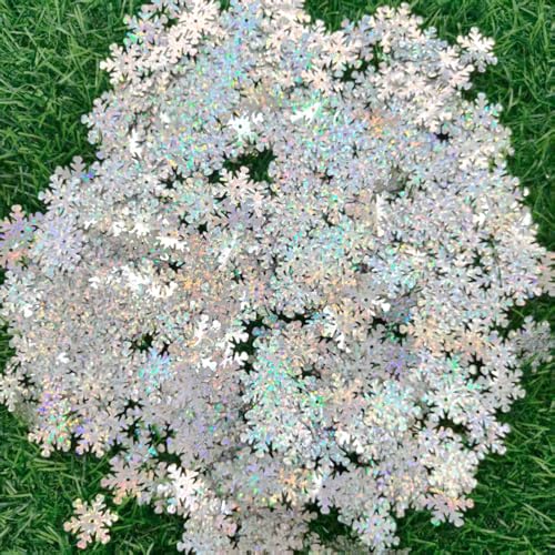 600Pcs Silver Iridescent Snowflake Confetti for Christmas & Winter Decor
