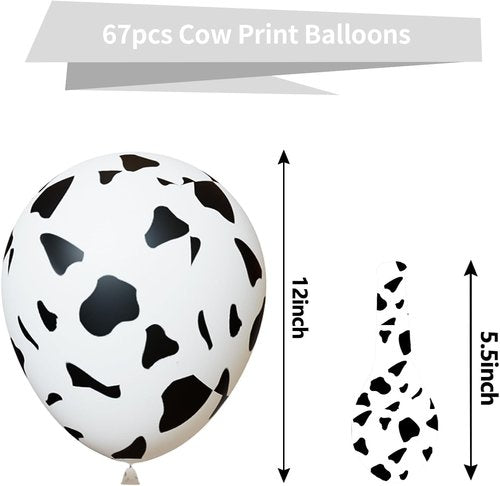 Cow Print Balloons - 67pcs 12 Inch Party Balloons for Cowboy Western Baby Showers & Birthdays