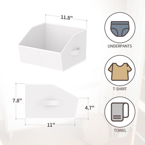 Homsorout Storage Bins - Small Trapezoid Closet Organizer Baskets with Handles | 4 Pack, White