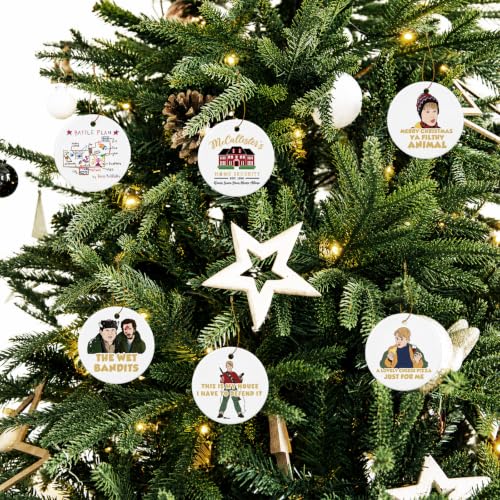 Cheroloven Home Alone Christmas Ornaments Set - 6 Ceramic Holiday Tree Decorations, Funny Gift for Fans