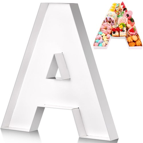 Mifoci 13.7inch Cardboard Letter Boxes Charcuterie Letters Board Fillable Reusable Trays Alphabet Serving Platter for Food Chocolate Candy Decoration Baby Shower Party Anniversary(Letter A)