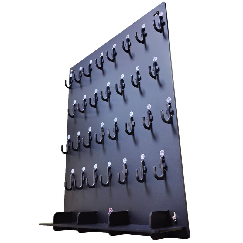PROSPACE P0015 Acrylic Key Hooks with 30 Hooks Upgrade Thick Buckle 14 3/4ʺW x 18 3/4ʺL Wall-Mounted Key Hanging Board for Garage, Car Dealer, Office, Hotel, Real Estate (Matte Black with Pallet x2)