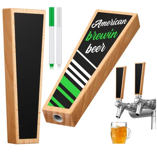 Queekay 2 Pcs Chalkboard Beer Tap Handles Wooden Walnut Keg Tap Handle with Chalk Markers Taps Handles Gift for Beer Bar Lovers Home Brewers Bars Restaurant Wedding (Log)