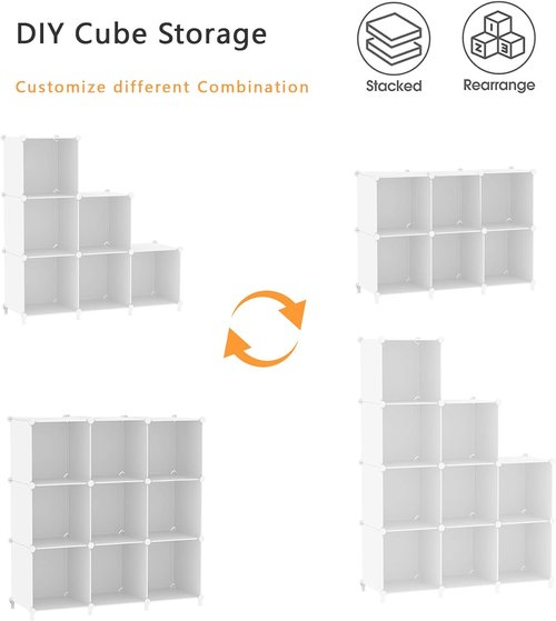 AWTATOS Cube Storage Organizer - 6 Cube Shelves for DIY Closet & Bedroom Organization - White