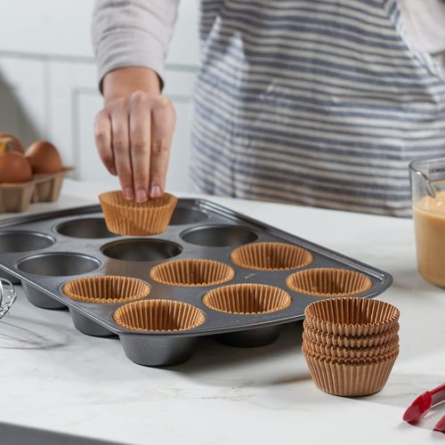 Gusto Kraft Cupcake Liners - 500Pcs Food Grade, Grease-Proof Baking Cups for Muffins & Cupcakes