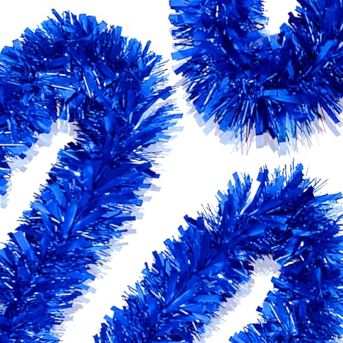 33ft Thick Metallic Blue Tinsel Garland for Christmas Tree and Party Decor