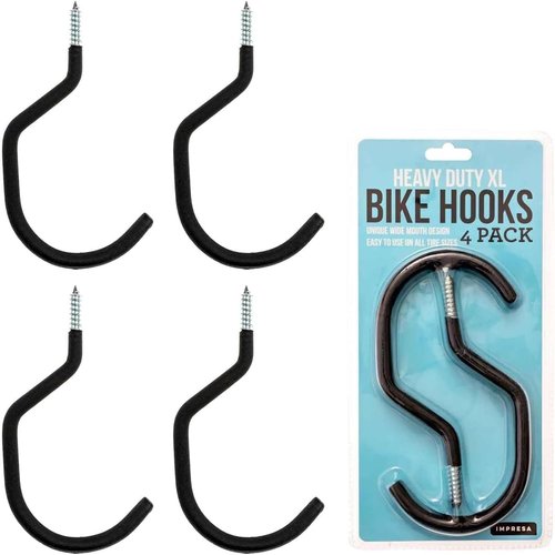 IMPRESA Bike Hooks for Garage Ceiling | Heavy-Duty 100 Lbs Capacity - Galvanized Steel, 7 x 4 in