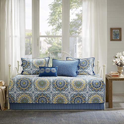 6-Piece Reversible Daybed Cover Set - Quilted Medallion Bedding with Shams
