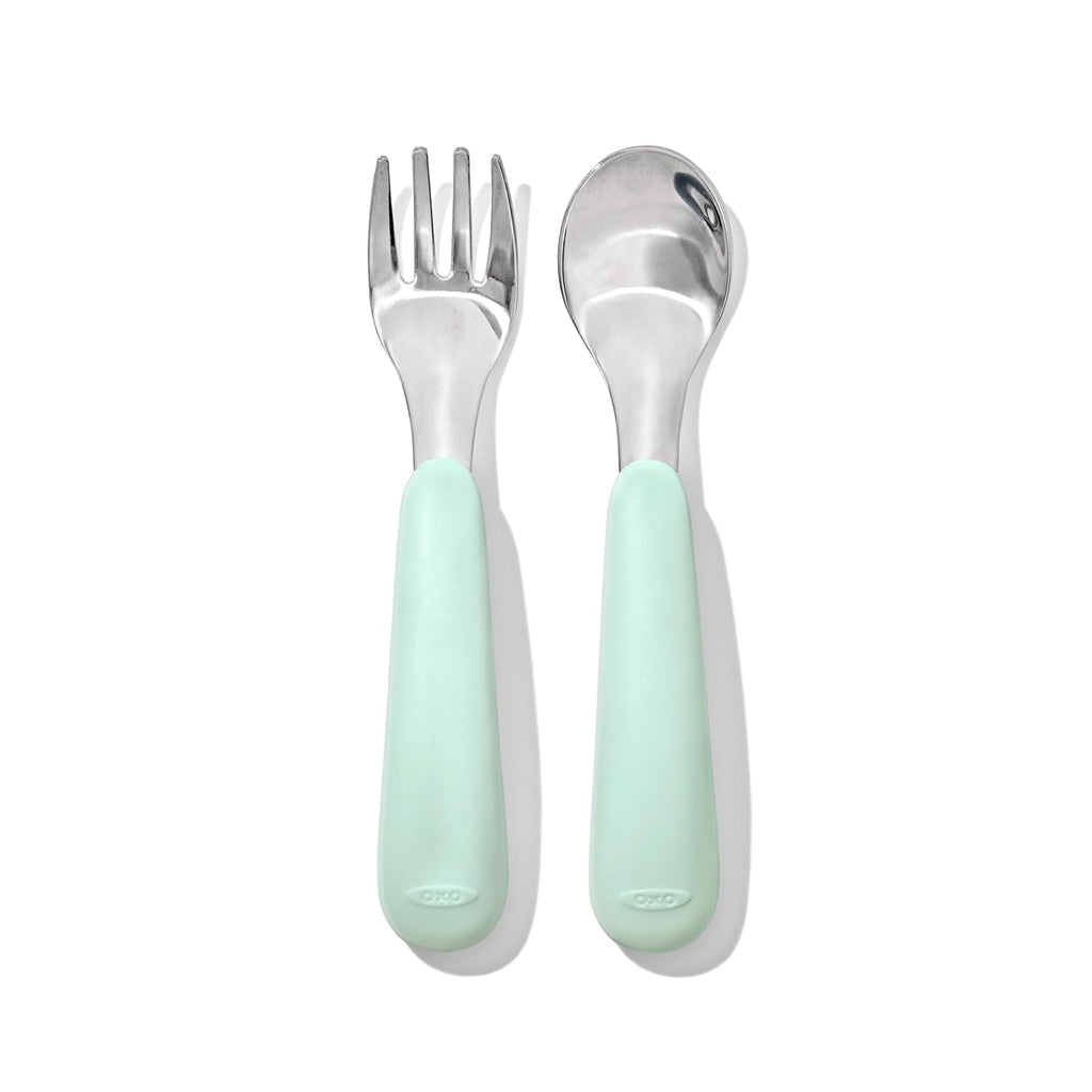 OXO Tot Fork and Spoon Set - On-The-Go Convenience in Stylish Opal Color