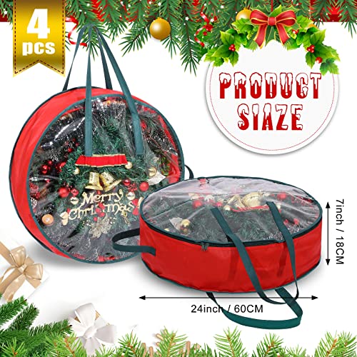 4 Pcs 24 Inch Wreath Storage Bag Container with Clear Window and Handles