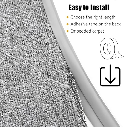10ft Carpet Transition Strip - Gray Waterproof Self-Adhesive Edge Trim for Rugs & Floor Edges