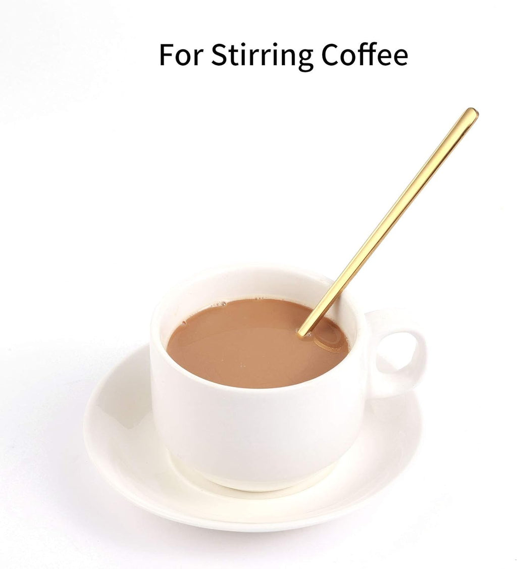 Skiennix Gold Stainless Steel Long Handle Coffee & Tea Spoons - 6.7 Inches | Set of 4