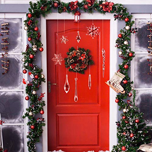 Christmas Snowflake & Icicle Decorations Set – Acrylic Holiday Ornaments with Crystal Line