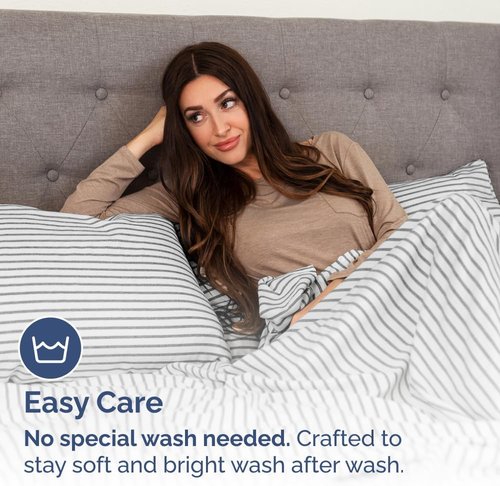 King Standard Pillow Cases - Ultra-Soft Hotel Quality Covers | Comfy, Fade-Free & Wrinkle Resistant - Grey Stripes - Set of 2