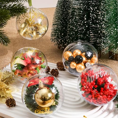 24 Pcs Clear Fillable Christmas Ornament Balls — 3.15 inch, Plastic DIY Set (Variation: 24p-clear Ornament) by Golibra