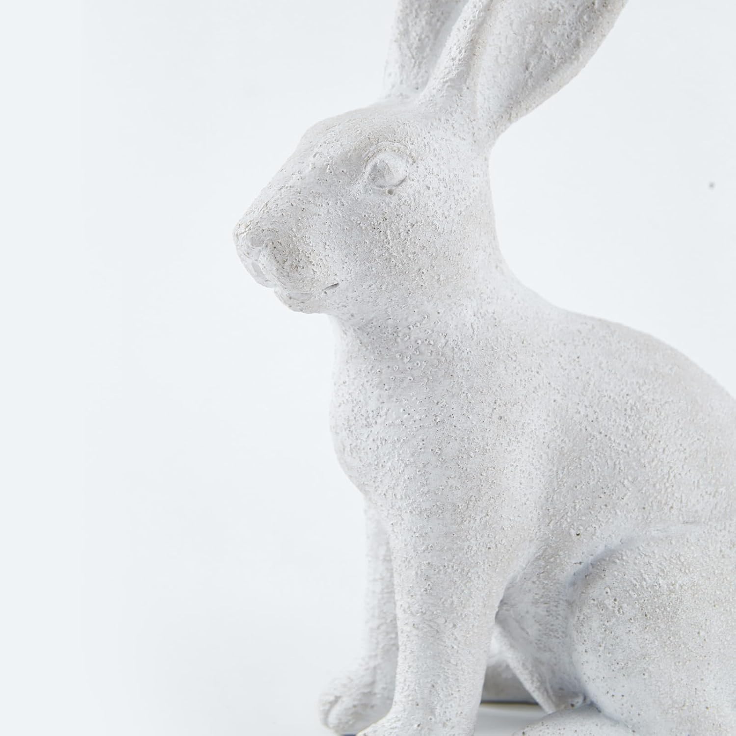 Skiennix White Frosted Resin Bunny Figurines - Set of 2 Decorative Rabbit Statues for Spring Home Decor