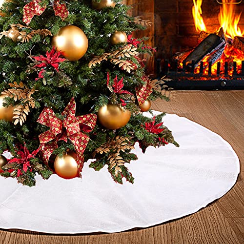 SevenFish White 36-Inch Christmas Tree Skirt for Holiday Decor