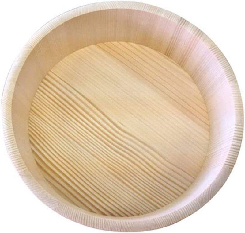 TIKUSAN Wooden Hangiri Sushi Rice Mixing Tub PP Band Made in Japan Made of Momi Fir Sushi Rice Bowl Sushi Oke (13")