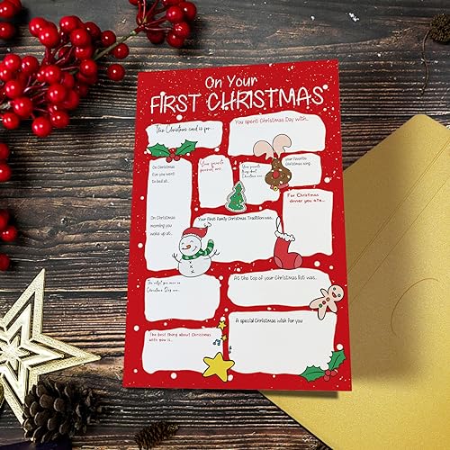 Qiliji Q&A First Christmas Card for Baby – Funny Baby Boy Girl Keepsake (Your First Christmas)
